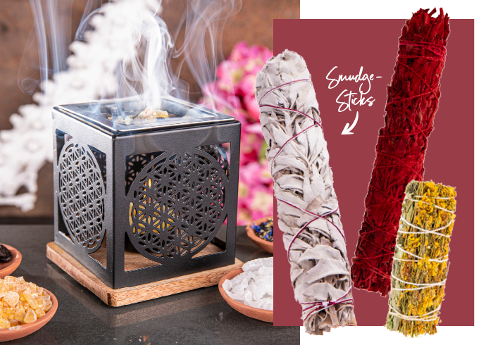 Räucher Stövchen, Smudge-Sticks